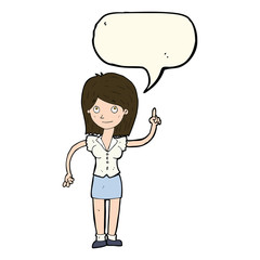 cartoon woman with idea with speech bubble