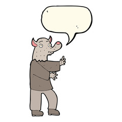 cartoon werewolf with speech bubble