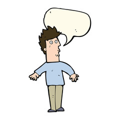cartoon surprised man with speech bubble
