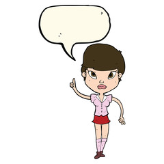cartoon woman with idea with speech bubble