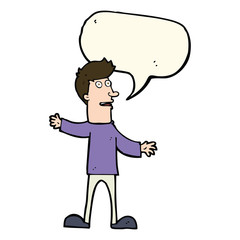 cartoon surprised man with speech bubble