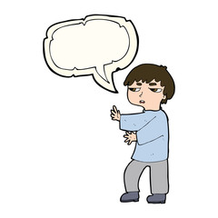 cartoon man gesturing with speech bubble