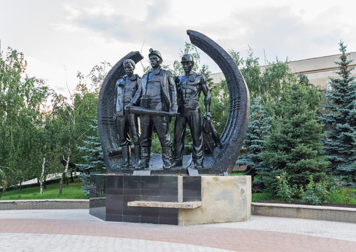 Monument to the miners in Makeevka. Ukraine, Donbass