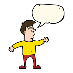 cartoon worried man with speech bubble