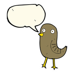funny cartoon bird with speech bubble