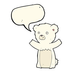 cartoon polar bear cub with speech bubble