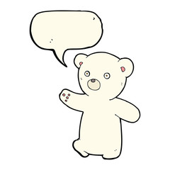 cartoon polar bear cub with speech bubble