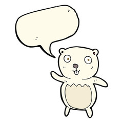 cartoon polar bear cub with speech bubble