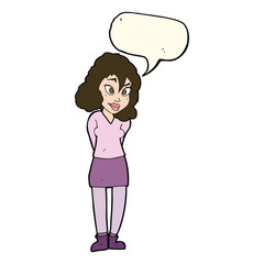 cartoon confused woman with speech bubble