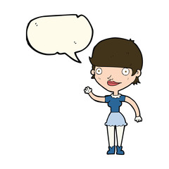 cartoon woman with idea with speech bubble