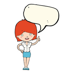 cartoon woman with idea with speech bubble