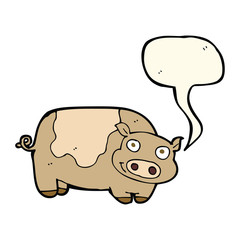 cartoon pig with speech bubble