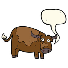 cartoon cow with speech bubble
