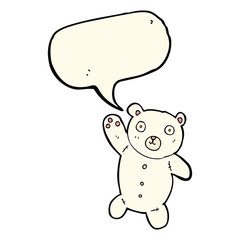 cartoon cute polar teddy bear with speech bubble