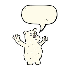 cartoon funny polar bear with speech bubble