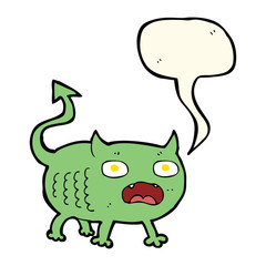 cartoon little imp with speech bubble