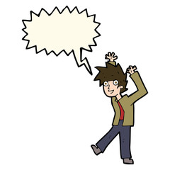 cartoon excited boy with speech bubble