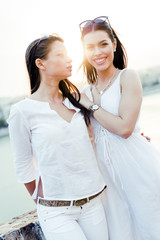 Young and beautiful women smiling and being happy