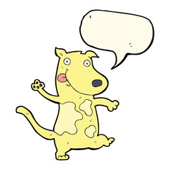 cartoon happy dog with speech bubble