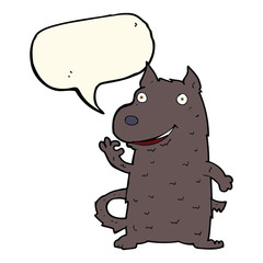 cartoon happy dog with speech bubble