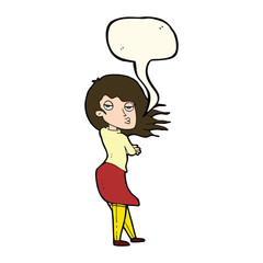 cartoon woman making photo face with speech bubble