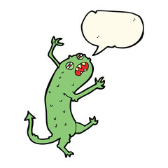 Naklejka premium cartoon little monster with speech bubble