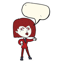cartoon vampire girl with speech bubble