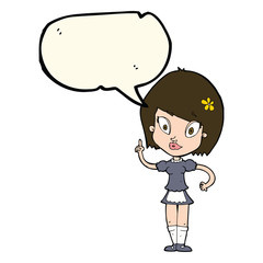cartoon pretty maid with speech bubble