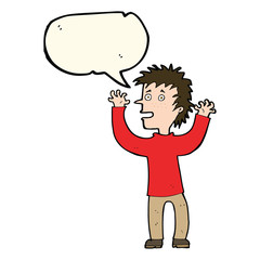 cartoon excited boy with speech bubble