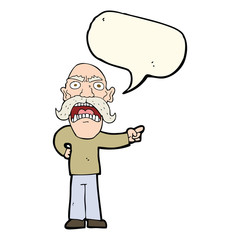 cartoon angry old man with speech bubble
