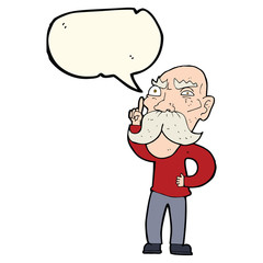 cartoon annoyed old man with speech bubble