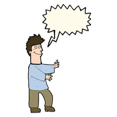 cartoon happy man with speech bubble