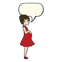 cartoon pregnant woman with speech bubble