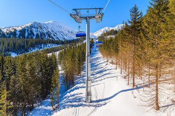 Chairlift in Rohace ski resort, Tatra Mountains, Slovakia