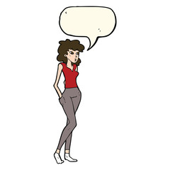 cartoon pretty woman  with speech bubble