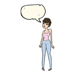cartoon pretty woman  with speech bubble