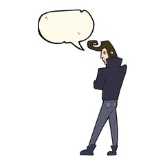 cartoon cool guy with speech bubble