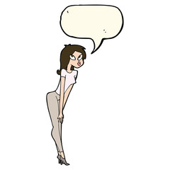 cartoon attractive girl with speech bubble