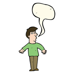 cartoon surprised man with speech bubble