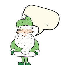 cartoon santa claus with speech bubble