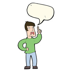 cartoon man with complaint with speech bubble