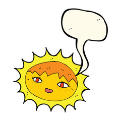 cartoon pretty sun with speech bubble