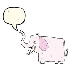 cartoon happy elephant with speech bubble