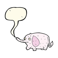 cartoon funny little elephant with speech bubble