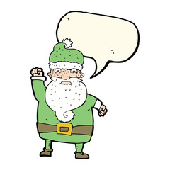 cartoon angry santa claus with speech bubble