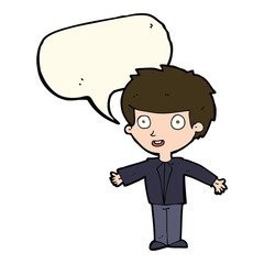 cartoon happy boy with speech bubble