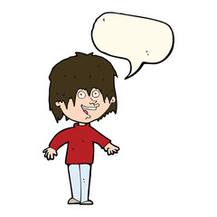 cartoon excited man with speech bubble