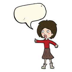 cartoon woman  with speech bubble