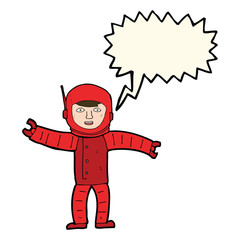 cartoon space man with speech bubble