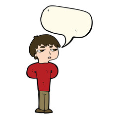 cartoon antisocial boy with speech bubble